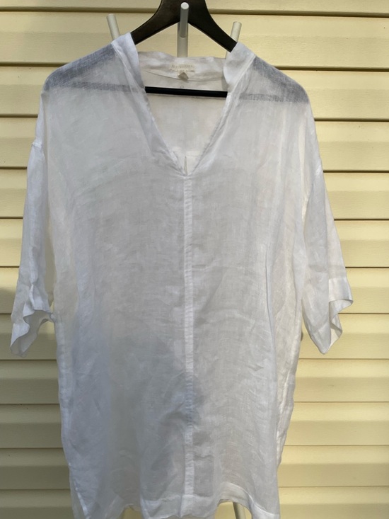 Eileen Fisher Tops - Eileen Fisher White Petite organic Linen Top Lightweight Tunic 25”by 31”